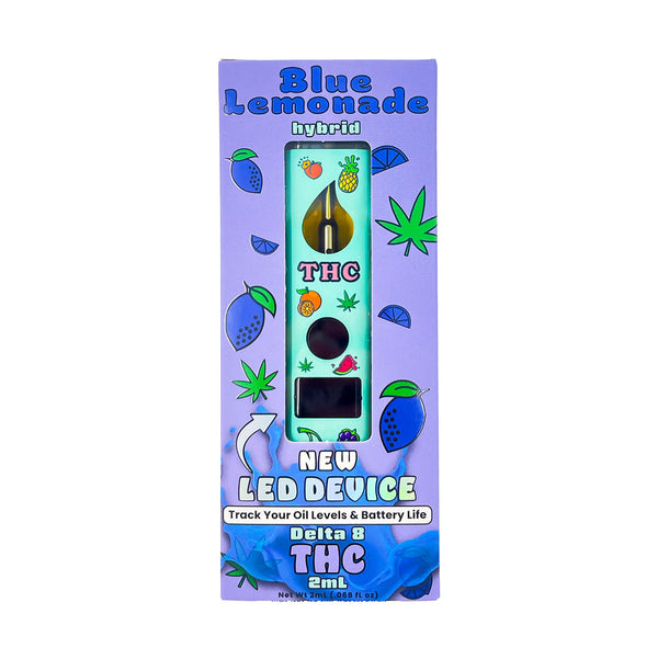 fruity 2ml Key Blue Lemonade Delta 8 disposable vape in-box front view