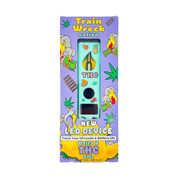 fruity 2ml Train Wreck Delta 8 disposable vape in-box front view