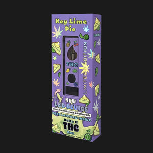new limited fruity 2ml Key Lime Pie Delta 8 disposable vape in-box angled view